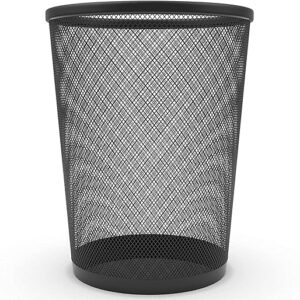 AVLASH ® Circular Mesh Waste Bin, Lightweight Waste Basket Garbage Can, Metal Trash Bin for Kitchens Home Offices Dorm Rooms Living Rooms Bedrooms (Black)